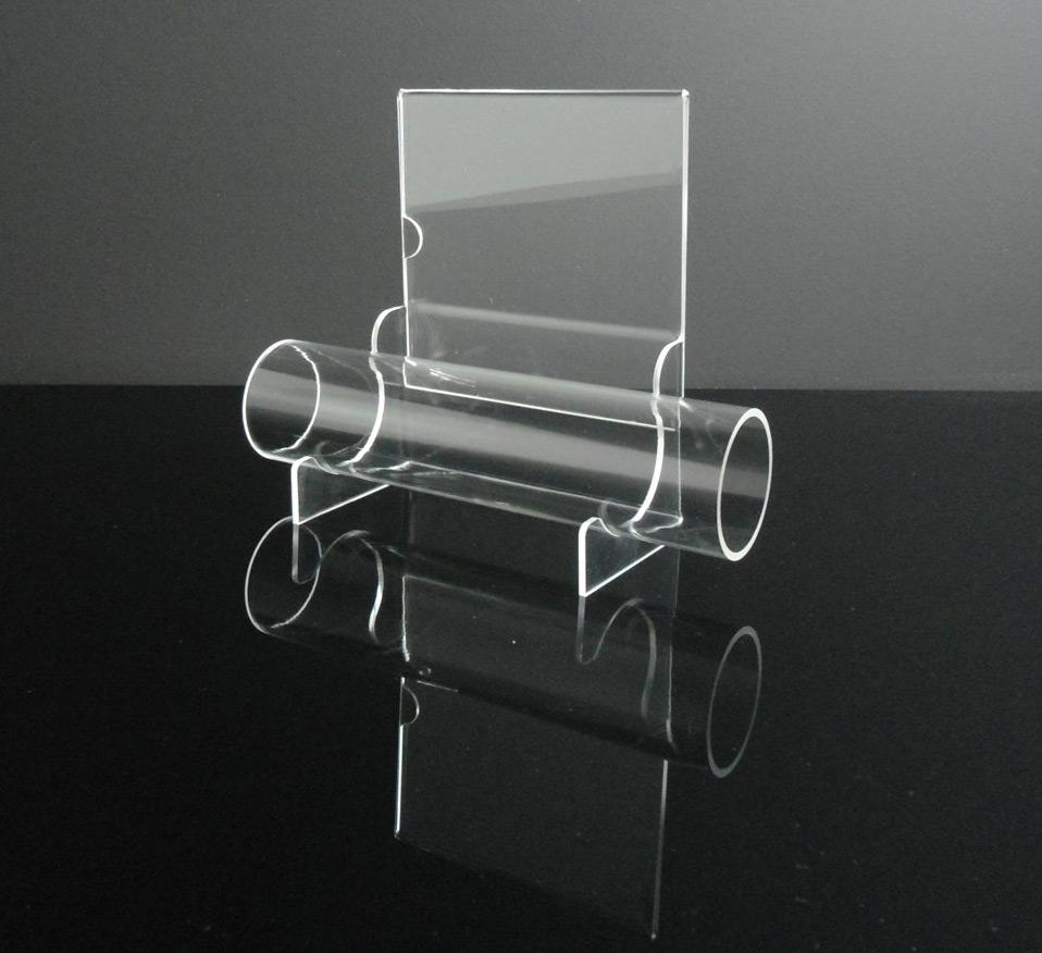 Porta bracciali in plexiglass trasparente con 2 tubi - CM(LxPxH): 31x8.5x25