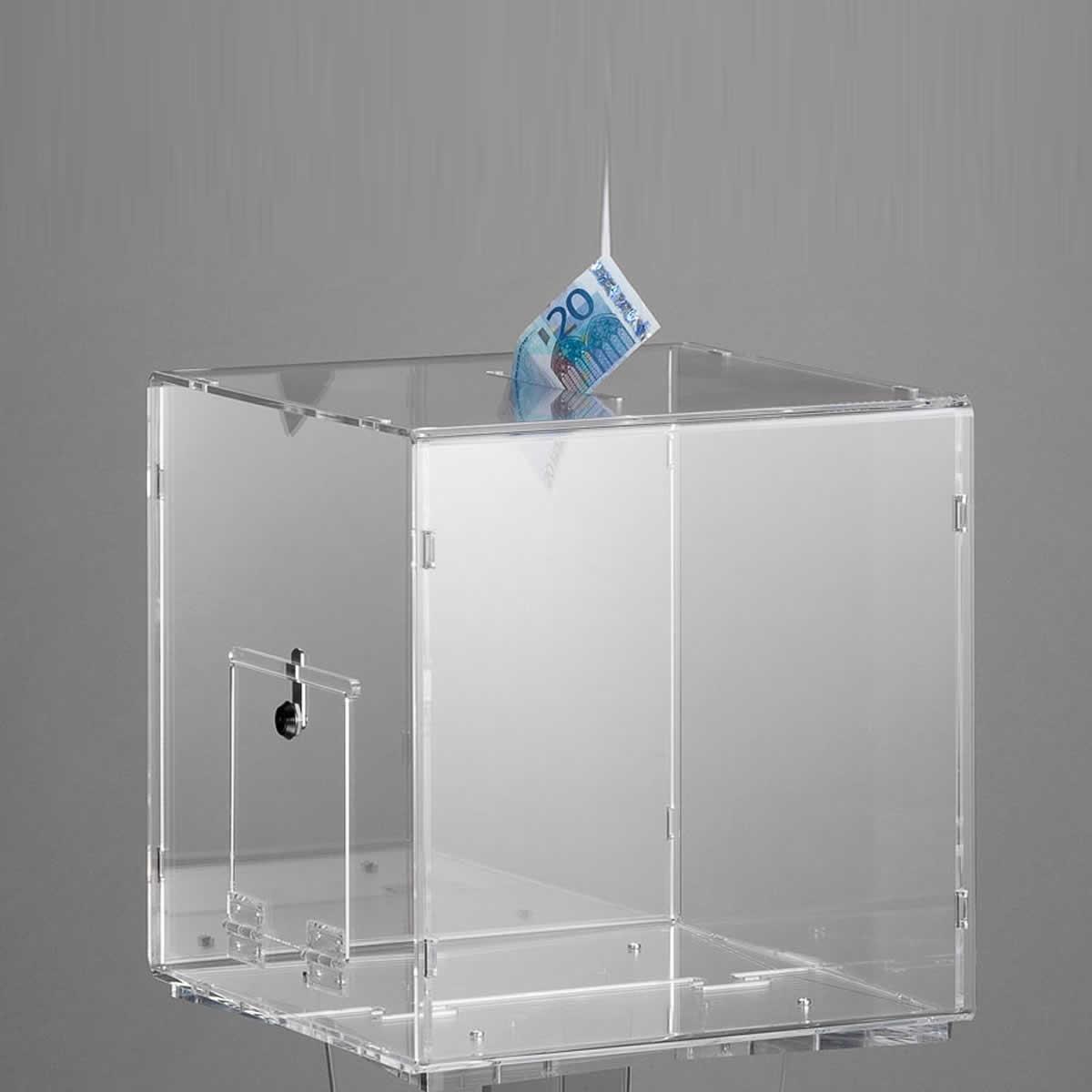 Scatola in plexiglass trasparente urna con fessura