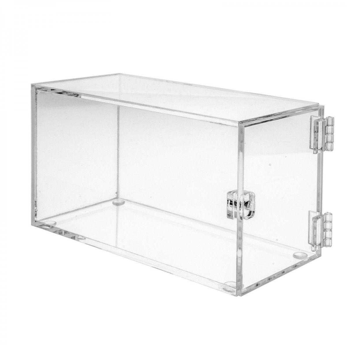 Teca in acrilico Trasparente per Modellismo e Esposizioni Smontabile con  Base Nera (20x20x46)